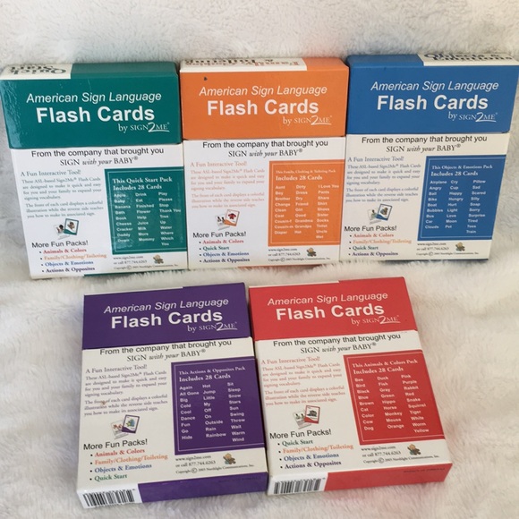 American Sign Language Flash Cards by SIGN2ME (Set of 5 items) - Picture 2 of 11
